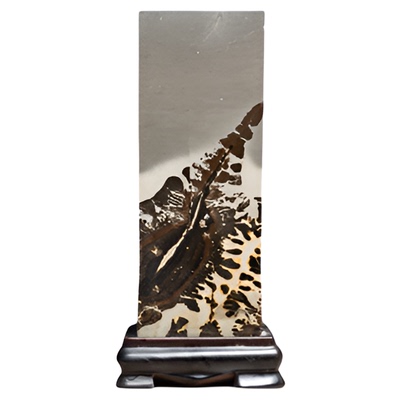 内有福利国画石草花石奇石小方柱17.5×6×6四方来财风水摆件TX