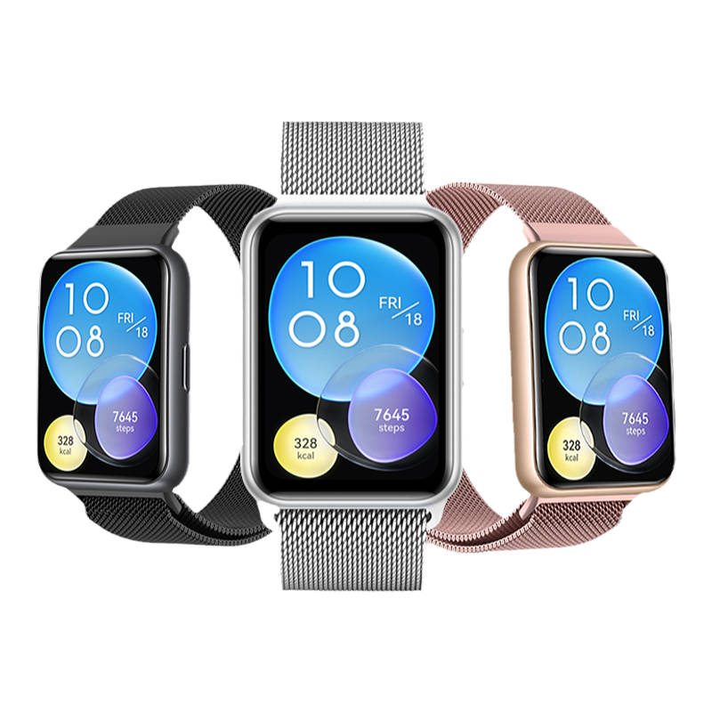适用华为watch FIT4米兰4pro磁吸手环FIT3表带金属网带fit3智能fitnew手表米兰尼斯替换腕带夏专用配件男女链