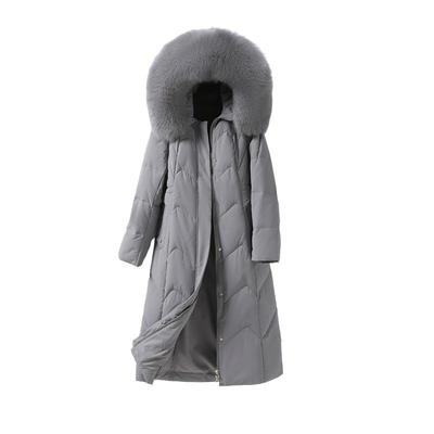 羽绒服女中长款连帽狐狸毛领气质