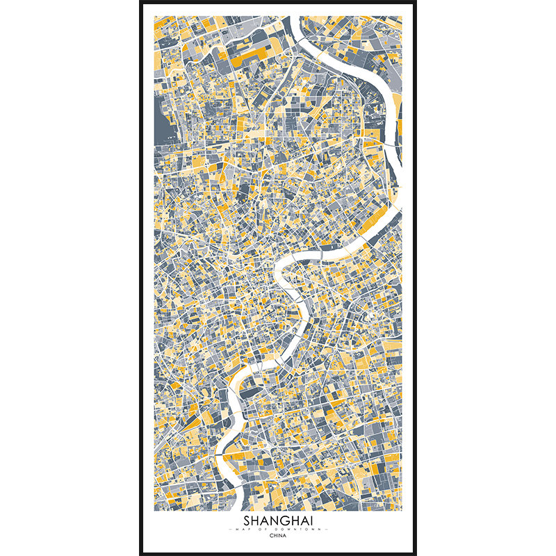 北欧风地图竖版过道入户装饰画