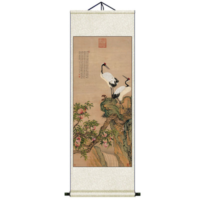 清陶甫松菊图名家字画丝绸