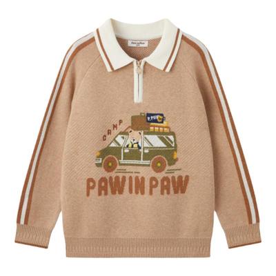 PawinPaw卡通小熊童装秋冬男童翻领毛衣舒适百搭