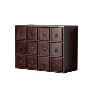 隔板家用小药柜中药精油收纳柜定制实木药柜桌面储物家庭药物分类