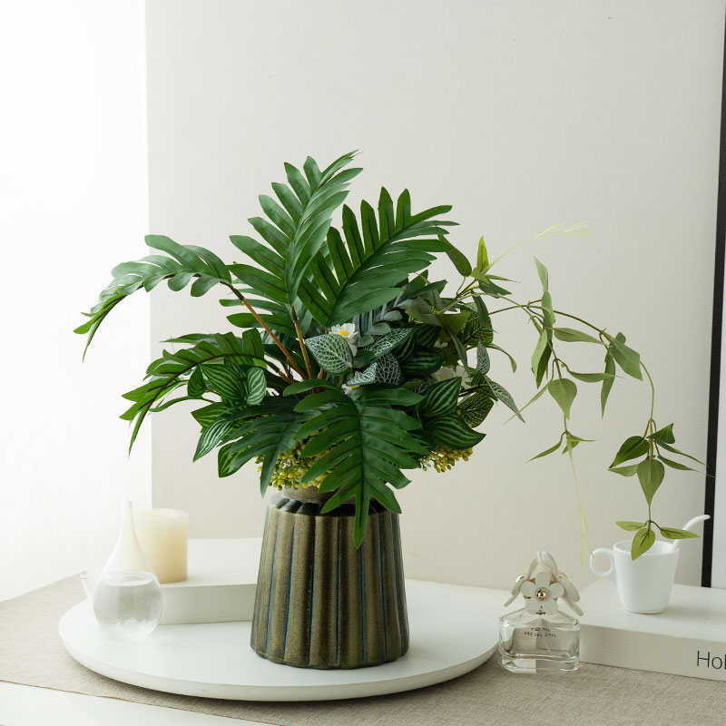 北欧现代高端轻奢仿真花假绿植客厅餐桌玄关电视柜装饰摆件盆栽景