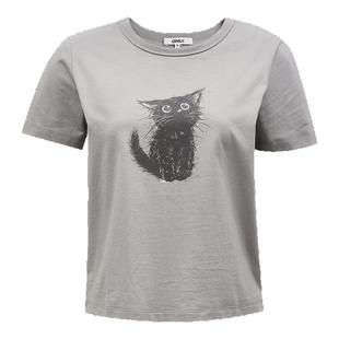 【主播推荐】ONLY2025夏季新款可爱印花纯棉圆领短袖正肩T恤女