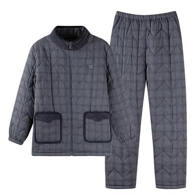 睡衣男士秋冬羽绒夹棉长袖家居服
