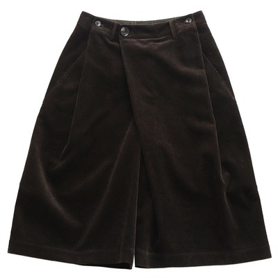 柔韧长绒棉灯芯绒阔腿七分裤