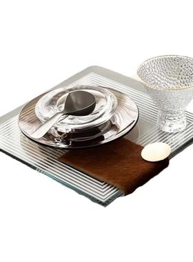 雅龙轻奢风样品房餐具套装北欧软装高级感餐桌饰品样板间餐盘摆件