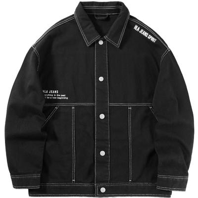黑鲸牛仔夹克翻领秋季