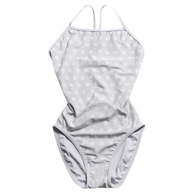 HOOG三角连体硅胶印花亮闪女泳衣