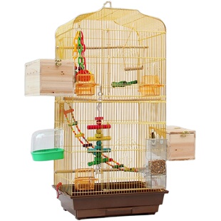 粤迪 鹦鹉鸟笼鹦鹉笼大型鸟笼子大号牡丹鹩八哥繁殖金色鸟笼3016G