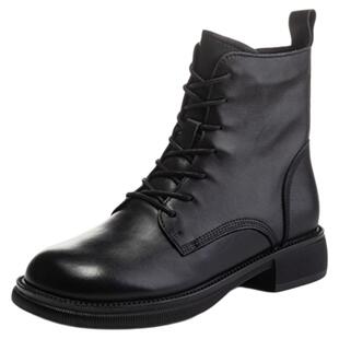 马丁靴女款大码女鞋41到43短靴冬季真皮脚宽2025新款加绒平底靴子