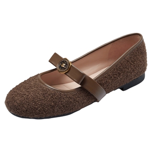 莱尔斯丹新款时尚复古圆头玛丽珍平底单鞋女鞋5T00806