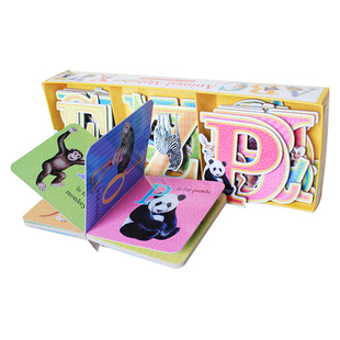 ABC 26个英文字母卡片英语撕不烂 0-3岁幼儿早教启蒙益智儿童绘本 小学学习卡Animal Alphabet 动物硬纸板拼图玩具 教具正版图书籍