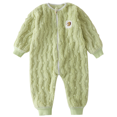 婴儿衣服宝宝新生儿幼儿秋装早秋连体衣女宝宝小孩豆豆绒双面绒初