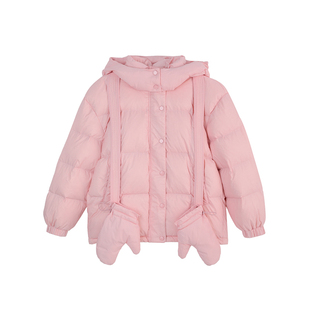 LEOHAPPY儿童羽绒服90白鸭绒女童外套2025新款秋冬送手套保暖上衣