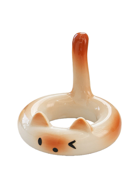 三花猫可爱手机支架桌面iPad平板支撑创意ins直播女神办公室摆件