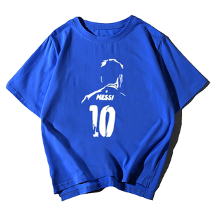 足球Messi梅西t恤短袖球迷纯棉半截袖衫男女体恤球衣服休闲服体恤