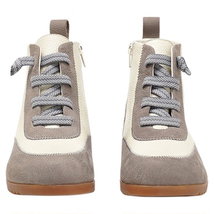 柜雅氏秋冬新款真皮宽楦时尚相拼短靴加绒平底马丁靴休闲运动女靴