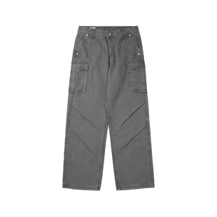 VMCL高织硬朗水洗斜双褶直筒休闲伞兵工装裤男国潮25AW vermicell