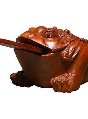 刺史三足金蟾开业礼品黄花梨木雕