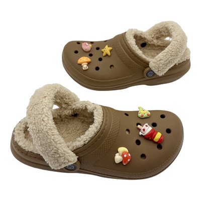 冬季毛绒保暖洞洞鞋轻便防滑2586