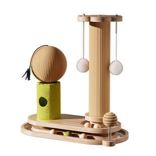 实木猫抓柱剑麻绳猫抓板耐磨不掉屑立式耐抓猫爪球磨爪猫爬架一体