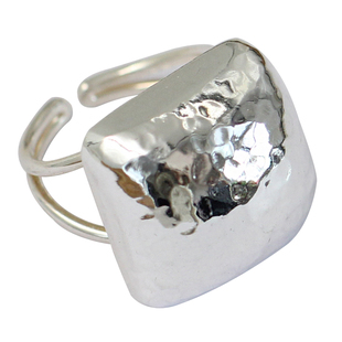 s925纯银菱形重工夸张方形凹凸半圆形戒指女泰国潮流食指戒网红款