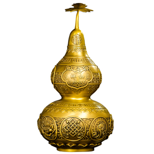 大号黄铜葫芦摆件开口空心吉祥全铜福禄办公室客厅装饰招财工艺品