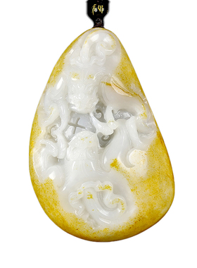 保真和田玉油润生肖龙把件