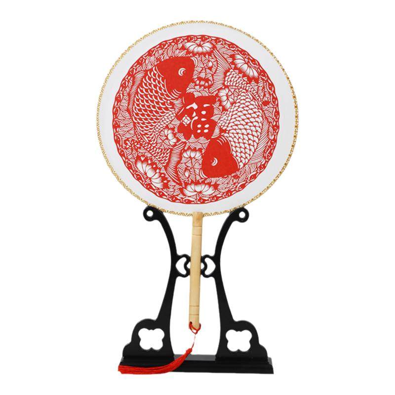 剪纸艺术作品团扇剪纸扇子中国古典风送朋友小礼品纪念装饰摆件品
