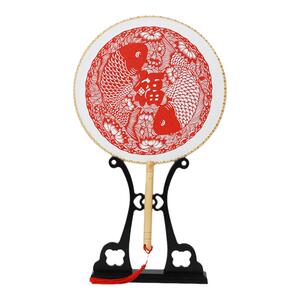 剪纸艺术作品团扇剪纸扇子中国古典风送朋友小礼品纪念装饰摆件品