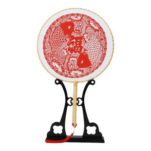 剪纸艺术作品团扇剪纸扇子中国古典风送朋友小礼品纪念装饰摆件品