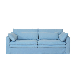 怀抱沙发侘寂风布艺客厅小户型可拆洗法式奶油风双人直排棉麻沙发