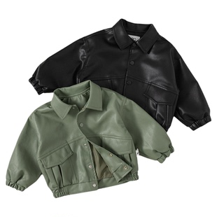 儿童外套2026春装新款皮衣上衣女童机车服帅气男童夹克春秋童装