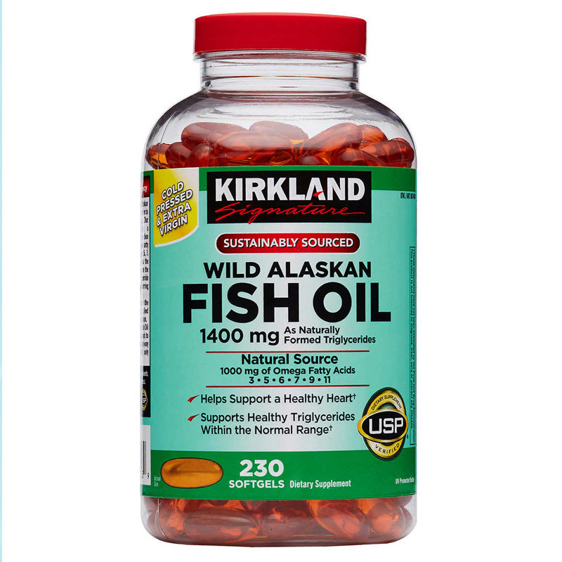 美国直邮 Kirkland柯克兰野生深海鱼油软胶囊1400mg健身Omega3