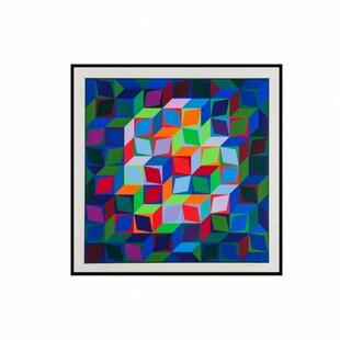 维萨里色块抽象壁画几何艺术装饰画客厅卧室样板间玄关方框挂画