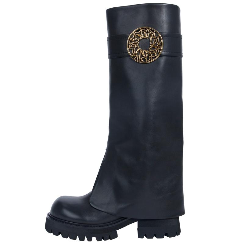 NOOWA萝瓦设计师款长筒裤管靴女2025秋冬厚底增高时尚马毛高靴