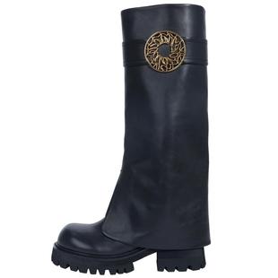 NOOWA萝瓦设计师款长筒裤管靴女2025秋冬厚底增高时尚马毛高靴