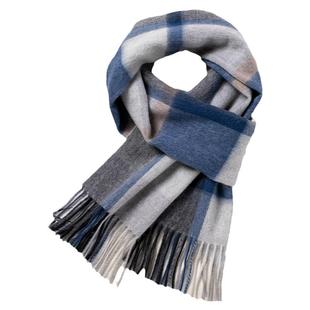 尖货100%澳洲纯羊毛围巾格子冬季男生百搭情侣款保暖围脖