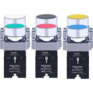 施耐德平头按钮自锁定XB2BA42C.A绿色常开红色常闭保持式平钮 22m