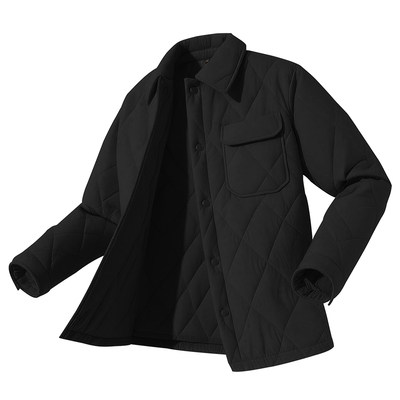 男士棉衣秋冬季菱形格夹棉外套