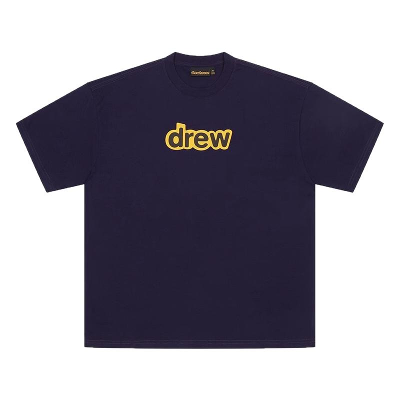 正品drewhouse深海军蓝字母T恤