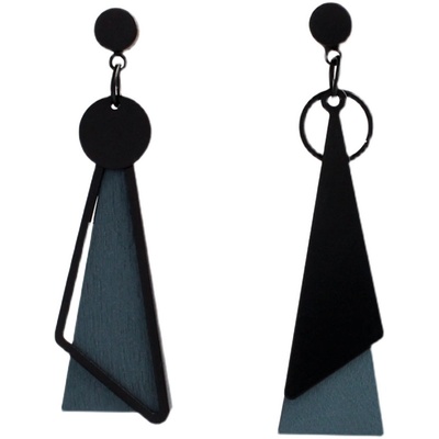 冷淡风新款木质雾霾蓝日系耳环