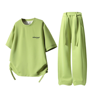 WASSUP PALM运动服套装男夏季2026新款青少年宽松短袖长裤一整套