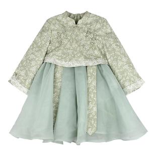 大耳象女童淡雅中式旗袍连衣裙春季新款女宝古风裙子