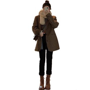 羊羔绒黑色直筒裤女2025秋冬新款加厚烟管裤小个子显瘦外穿保暖裤