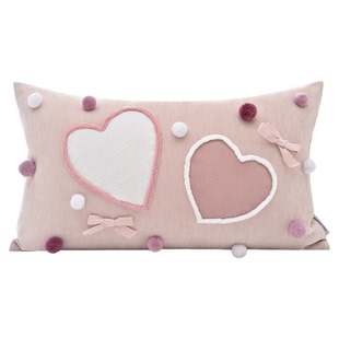 欧思陆样板间儿童女孩房飘窗客厅沙发抱枕可爱粉色爱心靠背垫靠枕