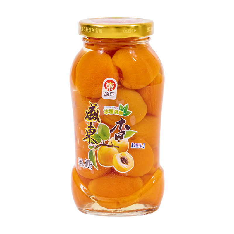 盛东甜杏罐头300g*4瓶新鲜黄杏冰糖水型烘焙水果罐头玻璃瓶包邮