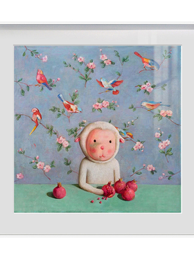 杨媛媛版画挂画羊装饰画小清新